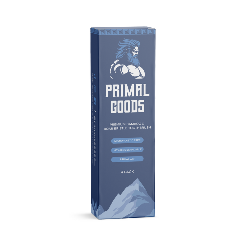 Premium Bamboo & Boar Bristle Tooth Brush- (4-pack) Microplastic Free, Biodegradable